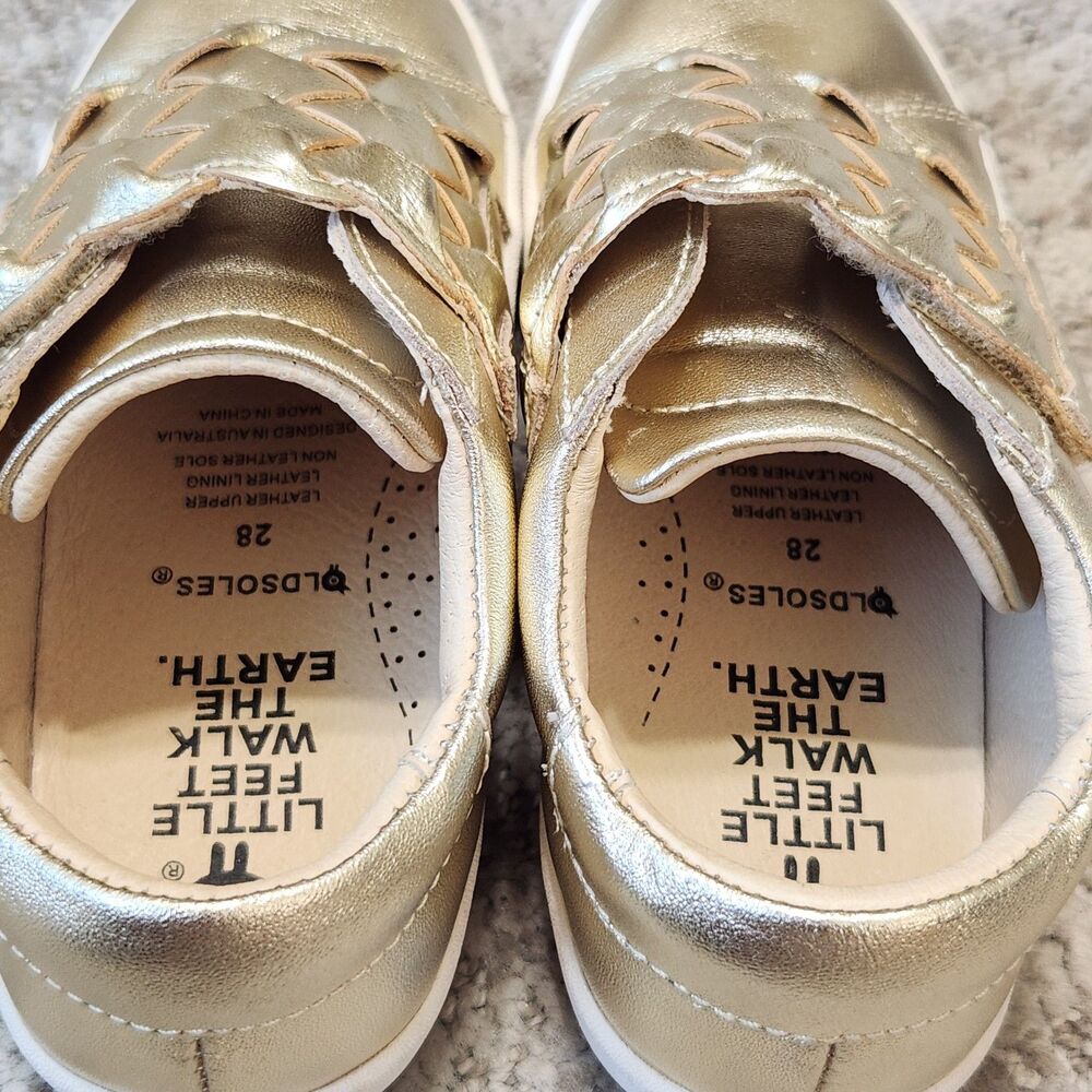 OLDSOLES girls metallic gold braided sneakers shoes size 28 EU or 11 US child - Picture 8 of 11